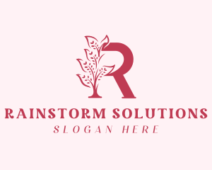 Feminine Natural Letter R logo design