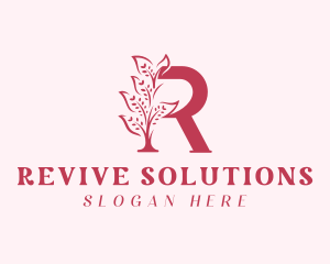 Feminine Natural Letter R logo design