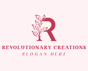 Feminine Natural Letter R logo design