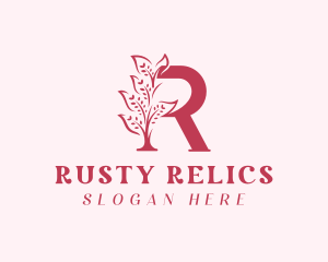 Feminine Natural Letter R logo design