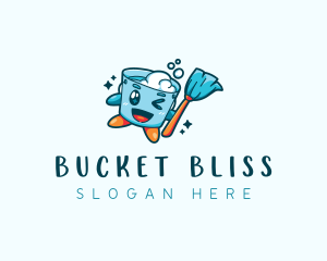 Cleaning Bucket Mop logo design