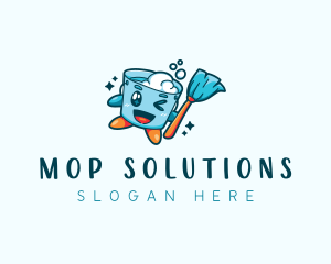 Cleaning Bucket Mop logo design