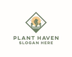 Desert Cactus Plant logo design