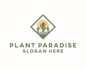 Desert Cactus Plant logo design