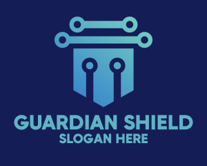 Blue Electrical Shield  logo design