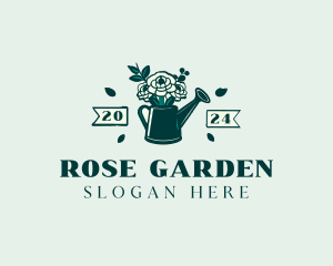 Rose Watering Can Gardening logo design