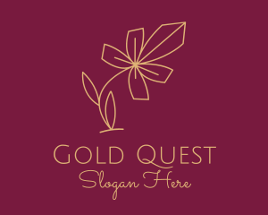 Gold Minimalist Flower  logo design