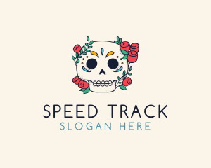 Floral Skull Line Art logo