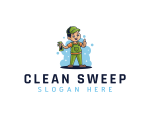 Spray Cleaner Janitor logo design