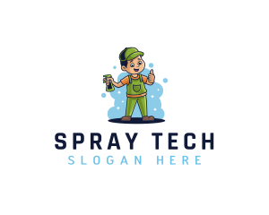 Spray Cleaner Janitor logo design