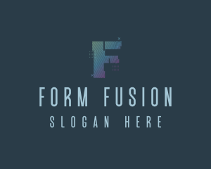 Modern Glitch Letter F logo design