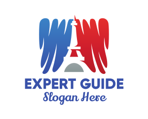 French Flag Eiffel Tower logo design