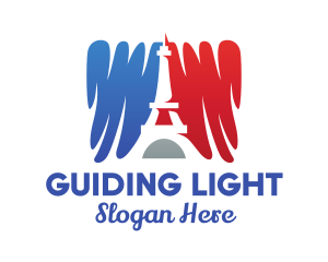 French Flag Eiffel Tower logo design