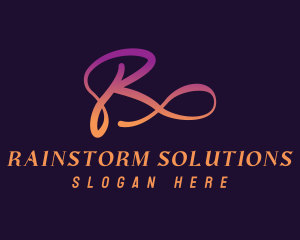 Cursive Gradient Letter R logo design