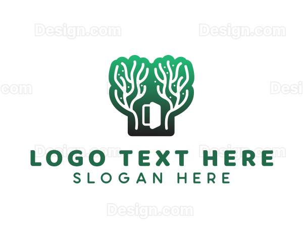 Green Gradient Forest Stroke Logo