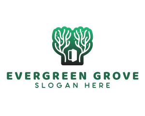 Green Gradient Forest Stroke logo design