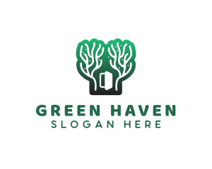 Green Gradient Forest Stroke logo design