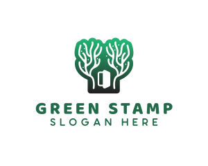 Green Gradient Forest Stroke logo design