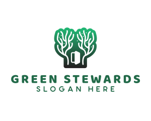 Green Gradient Forest Stroke logo design