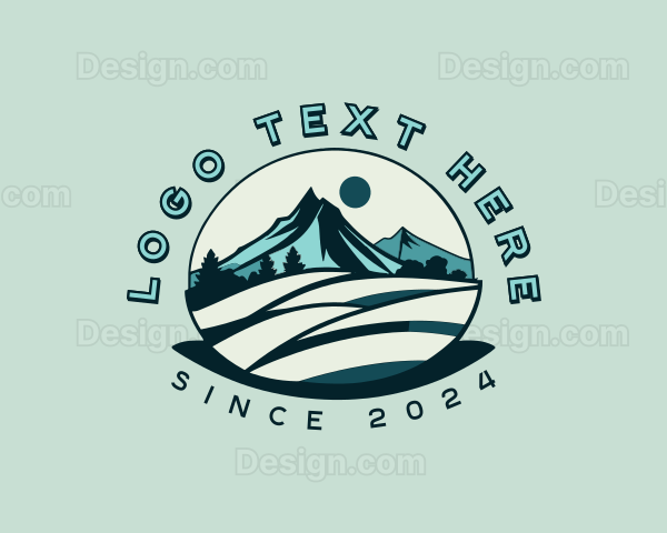 Hiker Mountain Trekking Logo