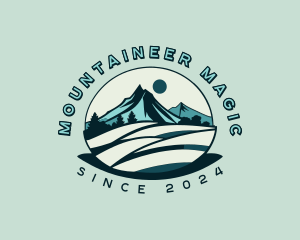 Hiker Mountain Trekking logo design