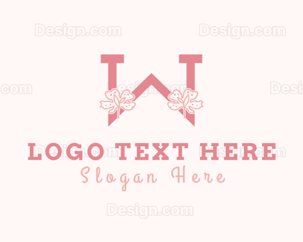 Pink Flowers Letter W Logo