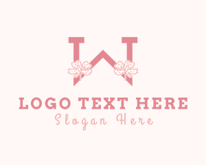 Pink Flowers Letter W logo