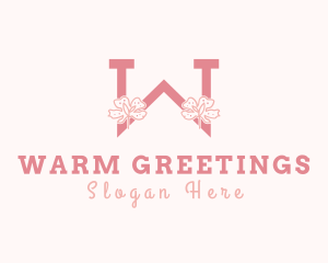 Pink Flowers Letter W logo design