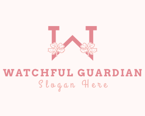 Pink Flowers Letter W logo design