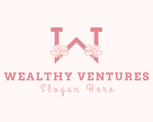 Pink Flowers Letter W logo design