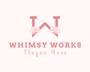 Pink Flowers Letter W logo design