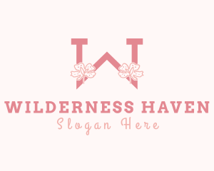 Pink Flowers Letter W logo design