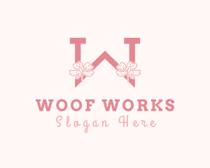 Pink Flowers Letter W logo design