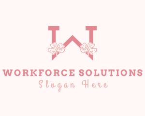 Pink Flowers Letter W logo design