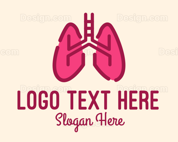 Pink Respiratory Lungs Logo