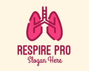 Pink Respiratory Lungs logo design