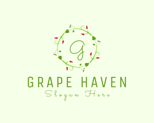 Grape Plant Organic Leaf  logo design