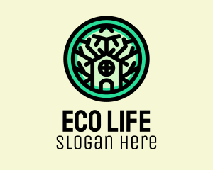 Eco Green Tree House logo design