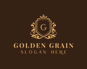 Golden Crown Shield logo design