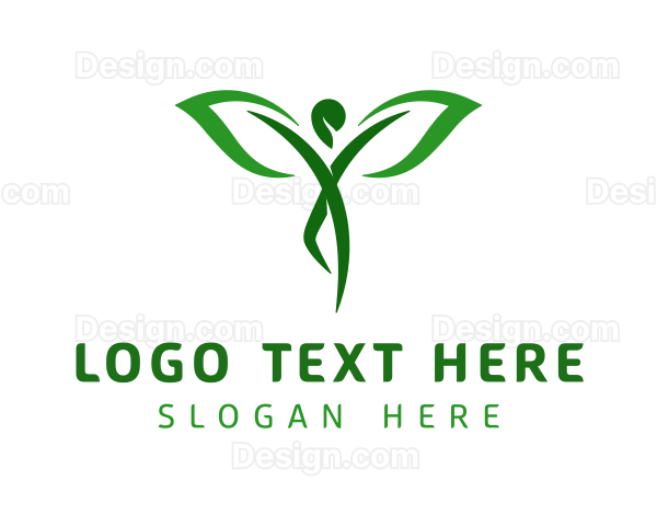 Green Yoga Human Leaf Logo