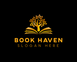 Book Wood Tree logo design