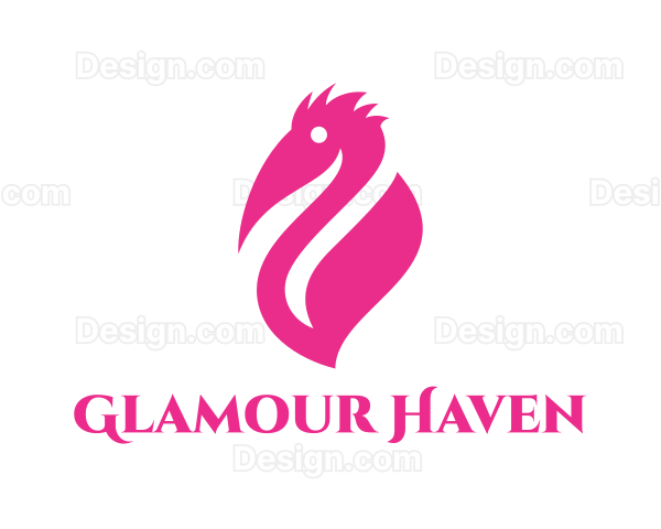 Pink Pelican Bird Logo