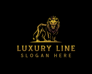 Luxury Crown Lion  logo design