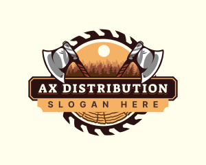 Sawmill Axe Woodwork logo design