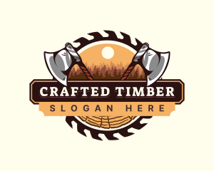 Sawmill Axe Woodwork logo design