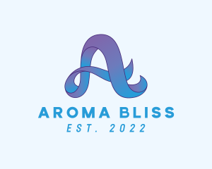 Blue Ribbon Letter A logo design