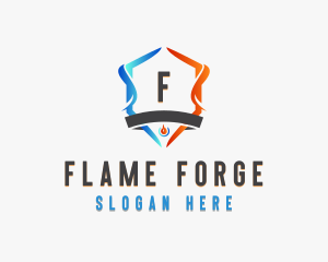 Cooling Heating Fire Shield logo design