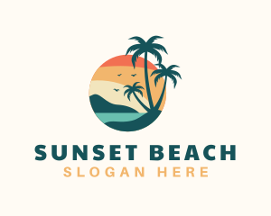 Tropical Beach Trees logo design