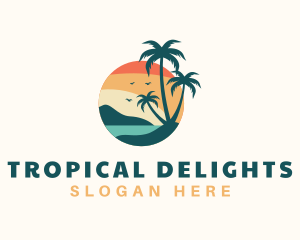 Tropical Beach Trees logo design