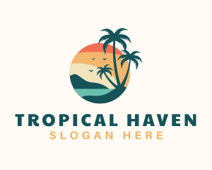 Tropical Beach Trees logo design